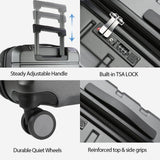 KROSER Hardside Expandable Carry On Luggage with Spinner Wheels & Built - in TSA Lock, Durable Suitcase Rolling Luggage with USB Port, Carry - On 20 - Inch Steel Grey