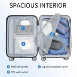 KROSER Hardside Expandable Carry On Luggage with Spinner Wheels & Built - in TSA Lock, Durable Suitcase Rolling Luggage with USB Port, Carry - On 20 - Inch Steel Grey