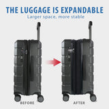 KROSER Hardside Expandable Carry On Luggage with Spinner Wheels & Built - in TSA Lock, Durable Suitcase Rolling Luggage with USB Port, Carry - On 20 - Inch Steel Grey