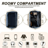 KROSER Laptop Backpack 17" Stylish Backpack Water Repellent College Casual Daypack with USB Port Travel Business Work Bag for Men/Women - Beige(Quilted)