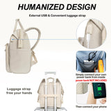 KROSER Laptop Backpack 17" Stylish Backpack Water Repellent College Casual Daypack with USB Port Travel Business Work Bag for Men/Women - Beige(Quilted)