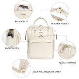 KROSER Laptop Backpack 17" Stylish Backpack Water Repellent College Casual Daypack with USB Port Travel Business Work Bag for Men/Women - Beige(Quilted)