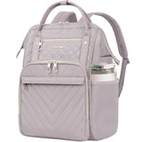 KROSER Laptop Backpack 17" Stylish Backpack Water Repellent College Casual Daypack with USB Port Travel Business Work Bag for Men/Women - Quilted Dusty Pink