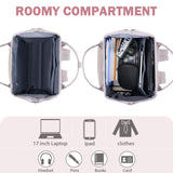 KROSER Laptop Backpack 17" Stylish Backpack Water Repellent College Casual Daypack with USB Port Travel Business Work Bag for Men/Women - Quilted Dusty Pink