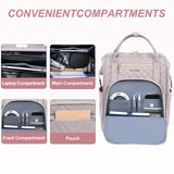 KROSER Laptop Backpack 17" Stylish Backpack Water Repellent College Casual Daypack with USB Port Travel Business Work Bag for Men/Women - Quilted Dusty Pink