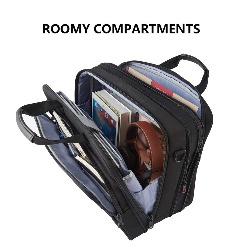 KROSER Laptop Bag Expandable Laptop Briefcase Fits Up to 17.3 Inch Laptop Water - Repellent Shoulder Messenger Bag Computer Bag for Travel/Business/Men/Women - Black