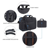 KROSER Laptop Bag Expandable Laptop Briefcase Fits Up to 17.3 Inch Laptop Water - Repellent Shoulder Messenger Bag Computer Bag for Travel/Business/Men/Women - Black