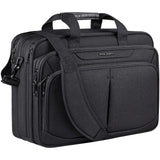 KROSER Laptop Bag Expandable Lightweight Briefcase for 17.3" Laptop Premium Business Work Bag Water - Repellent Messenger Bag with RFID Pockets for Travel/Women/Men - Black