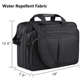 KROSER Laptop Bag Expandable Lightweight Briefcase for 17.3" Laptop Premium Business Work Bag Water - Repellent Messenger Bag with RFID Pockets for Travel/Women/Men - Black