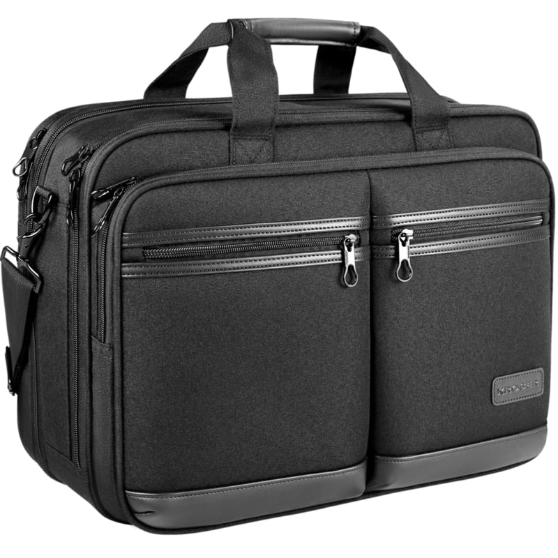 KROSER Laptop Bag Stylish Laptop Briefcase Fits Up to 17.3 Inch Expandable Water - Repellent Shoulder Messenger Bag Computer Bag with RFID Pockets for Business/Travel/College/Men/Women - Black