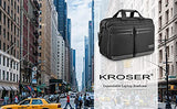 KROSER Laptop Bag Stylish Laptop Briefcase Fits Up to 17.3 Inch Expandable Water - Repellent Shoulder Messenger Bag Computer Bag with RFID Pockets for Business/Travel/College/Men/Women - Black