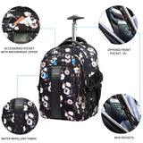 KROSER Laptop Rolling Backpack 17 inch Premium Wheeled Computer Backpack for Women with RFID Pockets Check Point Friendly Water - Repellent Overnight Roller Case for Travel