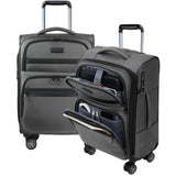 KROSER Softside Expandable Carry On Luggage with Front Business Pockets，20 Inch Suitcases with Spinner Wheels & Built - in TSA Lock, Durable Suitcase Rolling Luggage with USB Port, Grey