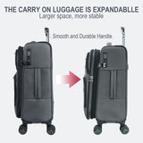KROSER Softside Expandable Carry On Luggage with Front Business Pockets，20 Inch Suitcases with Spinner Wheels & Built - in TSA Lock, Durable Suitcase Rolling Luggage with USB Port, Grey