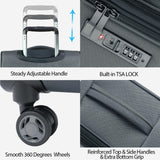 KROSER Softside Expandable Carry On Luggage with Front Business Pockets，20 Inch Suitcases with Spinner Wheels & Built - in TSA Lock, Durable Suitcase Rolling Luggage with USB Port, Grey