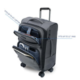 KROSER Softside Expandable Carry On Luggage with Front Business Pockets，20 Inch Suitcases with Spinner Wheels & Built - in TSA Lock, Durable Suitcase Rolling Luggage with USB Port, Grey
