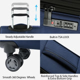 KROSER Softside Expandable checked Luggage with Front Business Pockets，24 Inch Suitcases with Spinner Wheels & Built - in TSA Lock, Durable Suitcase Rolling Luggage, Navy