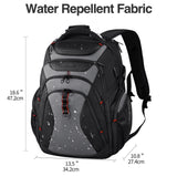 KROSER Travel Laptop Backpack 17.3 Inch XL Computer Backpack with Hard Shell Saferoom RFID Pockets Water - Repellent Business College Daypack Stylish Bag for Men/Women - Black Grey