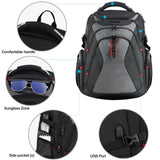 KROSER Travel Laptop Backpack 17.3 Inch XL Computer Backpack with Hard Shell Saferoom RFID Pockets Water - Repellent Business College Daypack Stylish Bag for Men/Women - Black Grey