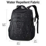 KROSER Travel Laptop Backpack 18.4 Inch XXXL Gaming Backpack with Hard Shell Saferoom RFID Pockets Water - Repellent Business College Daypack Stylish Laptop Bag for Men/Women - Black