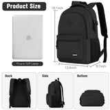 KROSIAS Black Backpack for Men and Women, School Backpack Teens Boys and Girls 15.6 Inch Laptop Bookbag with USB Charger for High School College Work Travel Business
