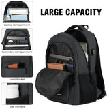 KROSIAS Black Backpack for Men and Women, School Backpack Teens Boys and Girls 15.6 Inch Laptop Bookbag with USB Charger for High School College Work Travel Business