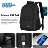 KROSIAS Black Backpack for Men and Women, School Backpack Teens Boys and Girls 15.6 Inch Laptop Bookbag with USB Charger for High School College Work Travel Business