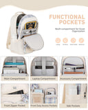 KROSIAS School Backpack for Girls, Cute Kawaii Plaid Kids Bookbag Large 15.6 Inch Laptop Bag for Middle High School College Backpacks for Women Students Teenager, Beige
