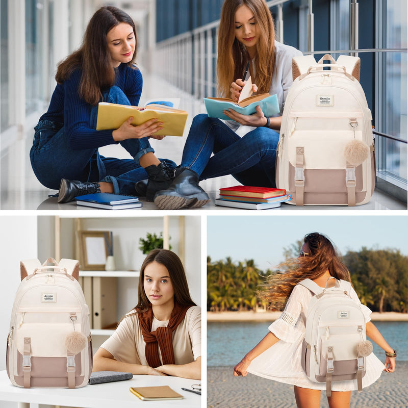 KROSIAS School Backpack for Teen Girls, 15.6 Inch College Backpack Elementary Middle High School Bag Large Cute Bookbags, Lightweight Laptop Backpacks Casual Daypack Kids Book Bag for Women Students