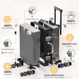 Krute Carry On Luggage 20 inch Aluminum Frame Luggage with Spinner Wheels Hardshell No Zipper PC+ABS TSA Lock Zipperless Suitcases