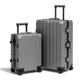 Krute No Zipper Luggage Set 2 Pieces Aluminum Frame Suitcase Sets Polycarbonate Hard Shell Luggage TSA Lock Checked Suitcase with Spinner Wheels