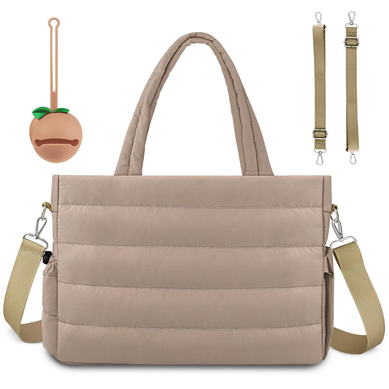 KUBYA Diaper Bag Tote, Puffer Diaper Tote Bags for Women Lightweight Travel Work Hospital Baby Bag Crossbody Mommy Bag