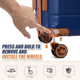 KUNEL Luggage Sets 5 Piece Hardshell Suitcase Sets with Detachable Spinner Wheels, ABS Carry on Luggage with TSA Lock,Travel,NavyBlue（20/24/28 Inch