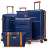 KUNEL Luggage Sets 5 Piece Hardshell Suitcase Sets with Detachable Spinner Wheels, ABS Carry on Luggage with TSA Lock,Travel,NavyBlue（20/24/28 Inch