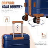 KUNEL Luggage Sets 5 Piece Hardshell Suitcase Sets with Detachable Spinner Wheels, ABS Carry on Luggage with TSA Lock,Travel,NavyBlue（20/24/28 Inch