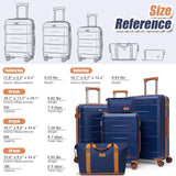 KUNEL Luggage Sets 5 Piece Hardshell Suitcase Sets with Detachable Spinner Wheels, ABS Carry on Luggage with TSA Lock,Travel,NavyBlue（20/24/28 Inch