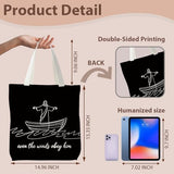 kunlisa Christian Jesus Tote Bag for Women, Christian Gifts for Women Men Faith Canvas Tote Bag, Minimalist Jesus Even the Winds Obey Him Reusable Shopping Grocery Bags