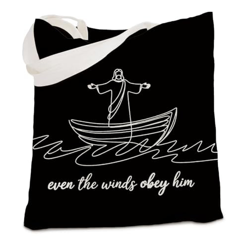 kunlisa Christian Jesus Tote Bag for Women, Christian Gifts for Women Men Faith Canvas Tote Bag, Minimalist Jesus Even the Winds Obey | Backpacks4Less