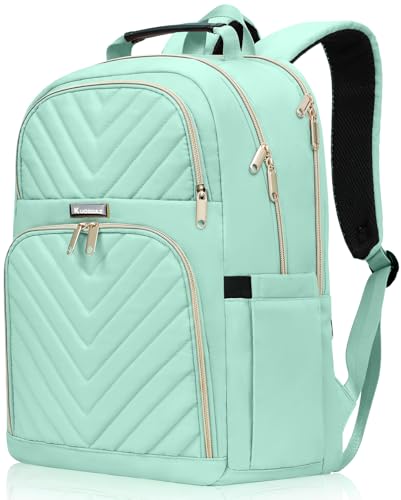 Kuosdaz Backpack for Men Women, School Backpack for Boys Girls, 15.6 Inch Quilted Laptop Backpack, Large High School Bookbags for Teens, Teal