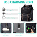 Kuosdaz Backpack for Women, School Backpacks for Teen Girls, Large Wide Open Backpack with USB Charging Port, 15.6 Inch Work Laptop Backpack, Black
