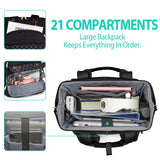 Kuosdaz Backpack for Women, School Backpacks for Teen Girls, Large Wide Open Backpack with USB Charging Port, 15.6 Inch Work Laptop Backpack, Black