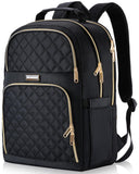 Kuosdaz Backpacks for Women, Cute School Backpack for Teen Girls, 15.6 Inch Quilted Laptop Backpack, Large Bookbag for Middle School Students, College Back Pack for Teacher, Black