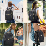Kuosdaz Backpacks for Women, Cute School Backpack for Teen Girls, 15.6 Inch Quilted Laptop Backpack, Large Bookbag for Middle School Students, College Back Pack for Teacher, Black