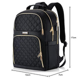 Kuosdaz Backpacks for Women, Cute School Backpack for Teen Girls, 15.6 Inch Quilted Laptop Backpack, Large Bookbag for Middle School Students, College Back Pack for Teacher, Black