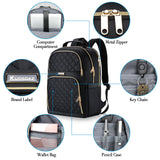 Kuosdaz Backpacks for Women, Cute School Backpack for Teen Girls, 15.6 Inch Quilted Laptop Backpack, Large Bookbag for Middle School Students, College Back Pack for Teacher, Black
