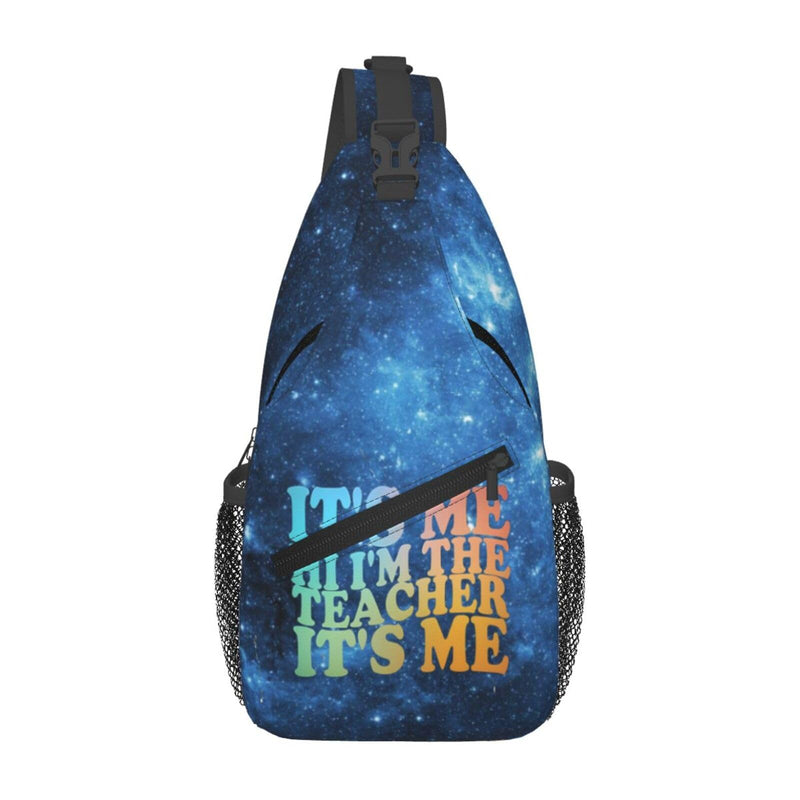 KWJSLOR It'S me hi i'M the teacher it'S me Crossbody Backpack Libertarian porcupine Chest Bag Lightweight One Strap Backpack Multipurpose Travel Hiking For Men Women