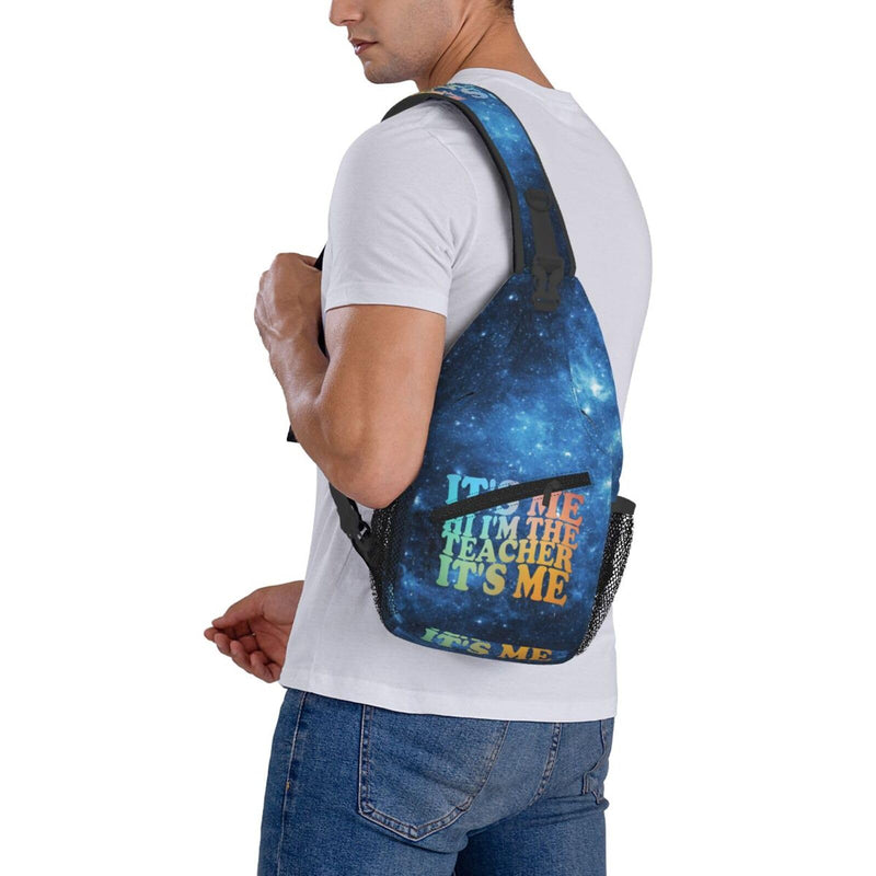 KWJSLOR It'S me hi i'M the teacher it'S me Crossbody Backpack Libertarian porcupine Chest Bag Lightweight One Strap Backpack Multipurpose Travel Hiking For Men Women
