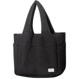 KYALOU Utility Large Canvas Tote Bag with Pockets, Women Casual Shoulder Bags with 13 Exterior & Interior Pockets for Work Gym Beach Travel Shopping Grocery (Black)