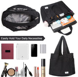 KYALOU Utility Large Canvas Tote Bag with Pockets, Women Casual Shoulder Bags with 13 Exterior & Interior Pockets for Work Gym Beach Travel Shopping Grocery (Black)