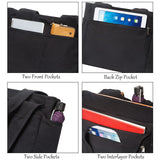 KYALOU Utility Large Canvas Tote Bag with Pockets, Women Casual Shoulder Bags with 13 Exterior & Interior Pockets for Work Gym Beach Travel Shopping Grocery (Black)